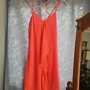 Elegant Coral Spaghetti Strap Dress